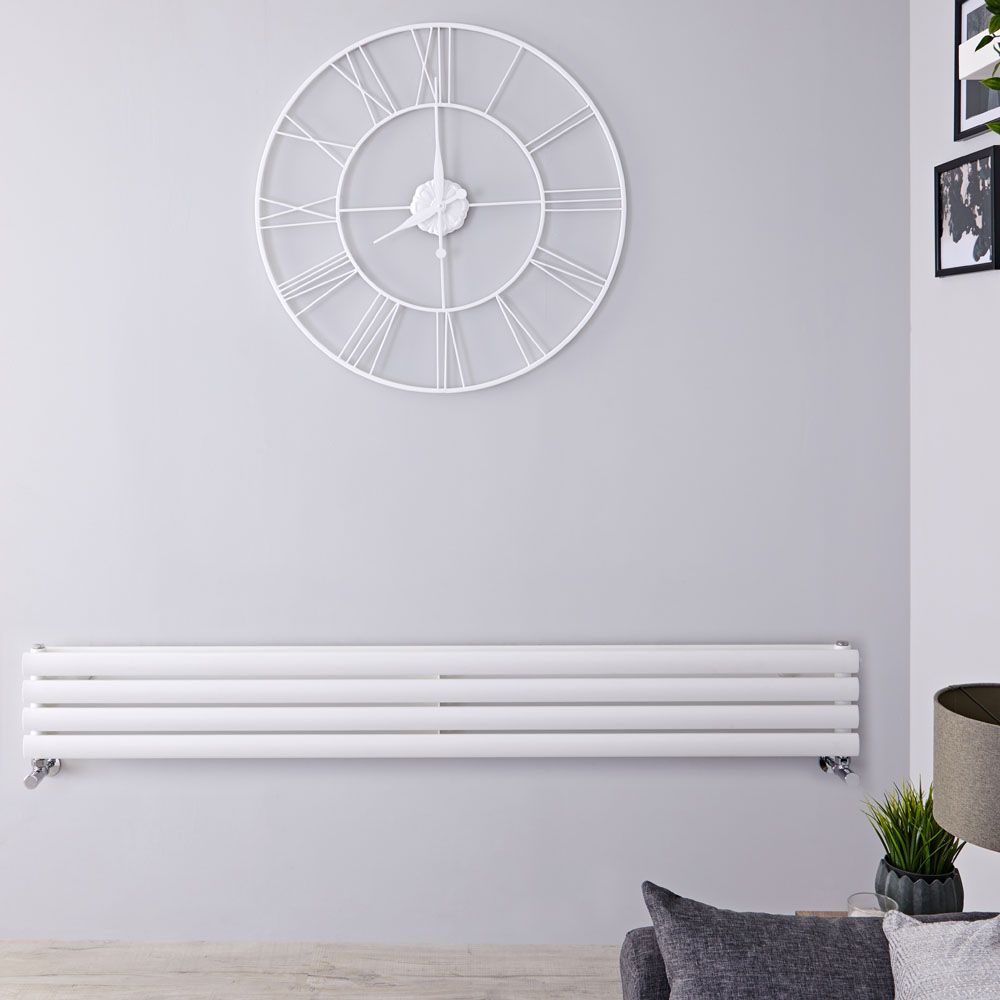Design Heizkörper Horizontal Weiß 236mm x 1780mm 920W (doppellagig) - Revive Slim