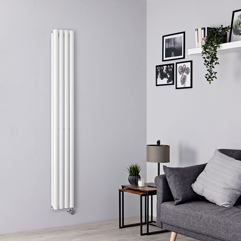 Elektrischer Design Heizkörper Vertikal (doppellagig) Weiß 1780mm x 236mm inkl. 1200W Heizelemente - Revive