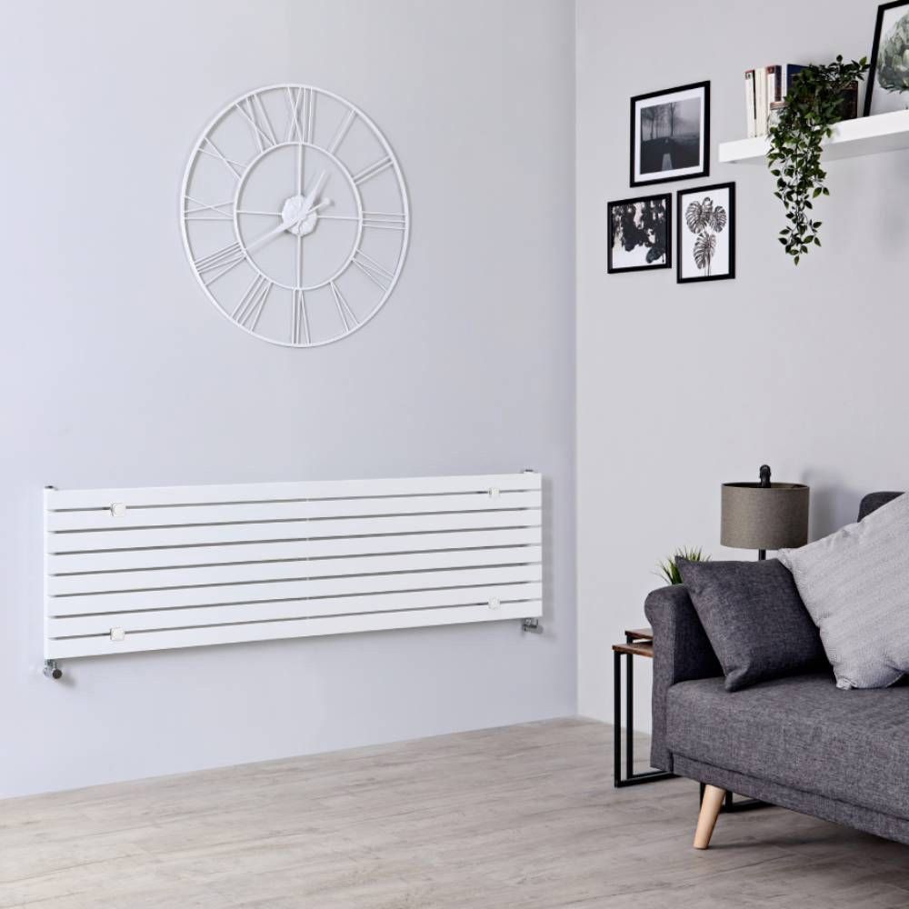 Design Heizkörper (einlagig) horizontal – 427mm x 1780mm - Weiß – Sloane