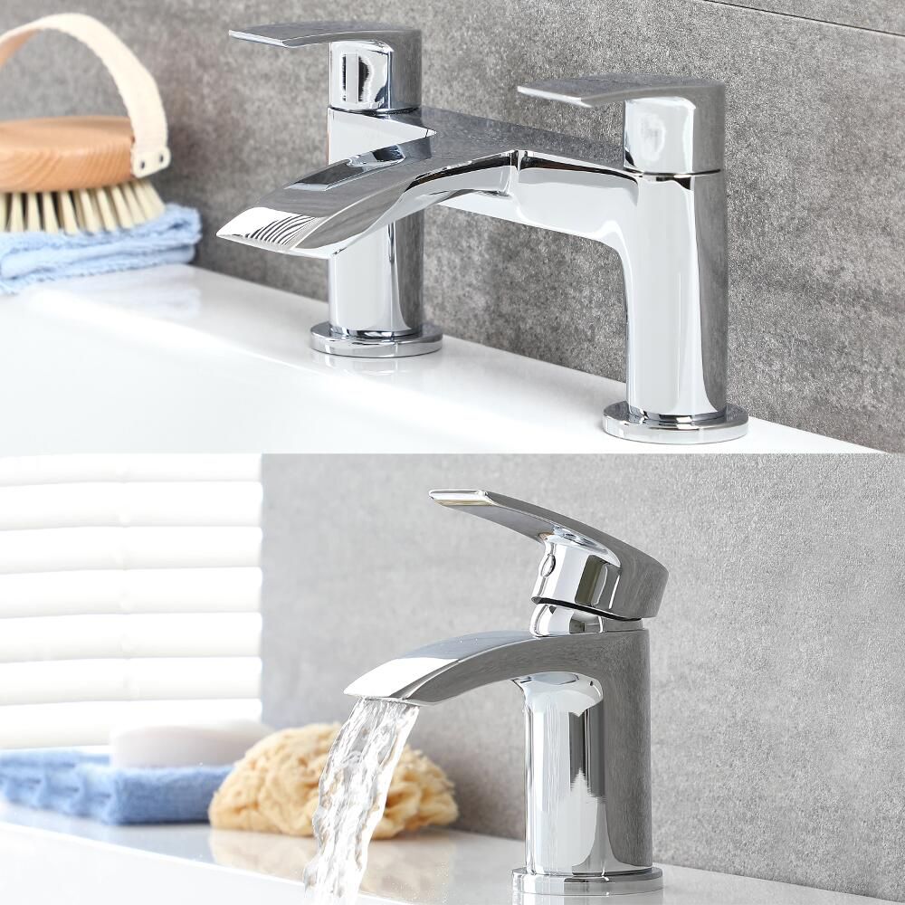 1-Loch-Einhebelmischer und 2-Loch-Wannenrandarmatur - Chrom - Razor