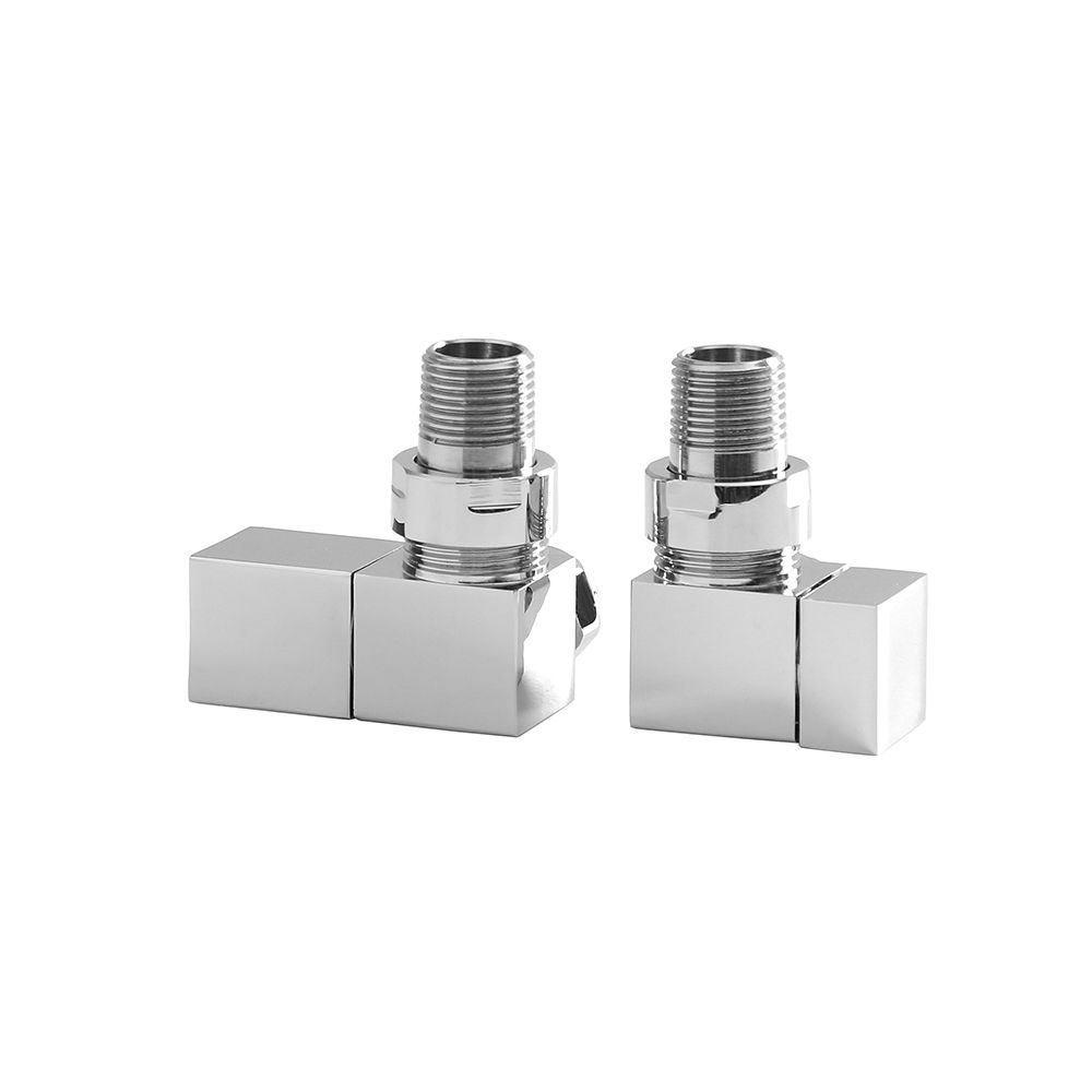 Heizkörper-Eckventilset manuell, für 15mm Kupferrohre – Chrom