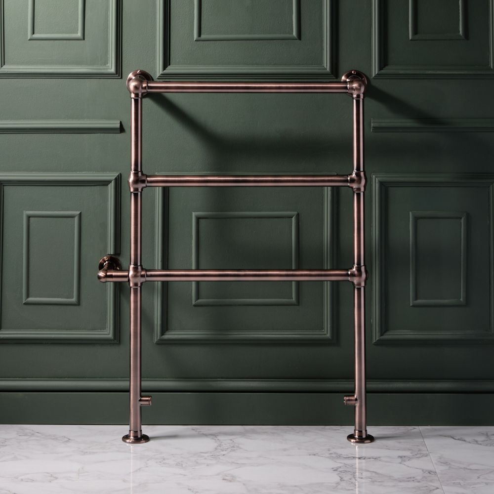 Traditioneller Badheizkörper elektrisch 966mm x 673mm  - Gebürstete Bronze – Salina