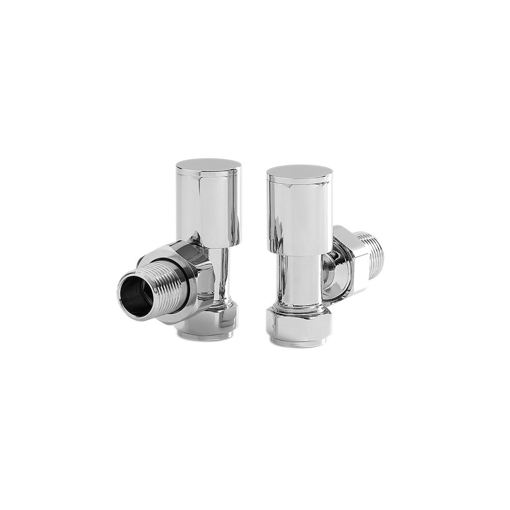 Heizkörper-Winkelventilset manuell, für 15mm Kupferrohre – Chrom