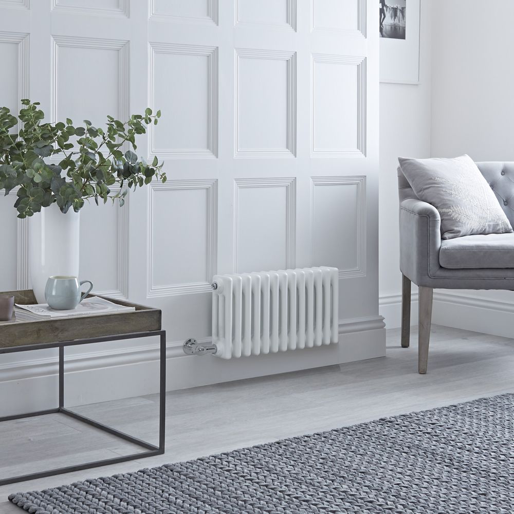Elektrischer Gliederheizkörper (3 Säulen) Horizontal Weiß 300mm x 605mm inkl. 600W Heizelement, Auswahl an WLAN-Thermostat - Regent