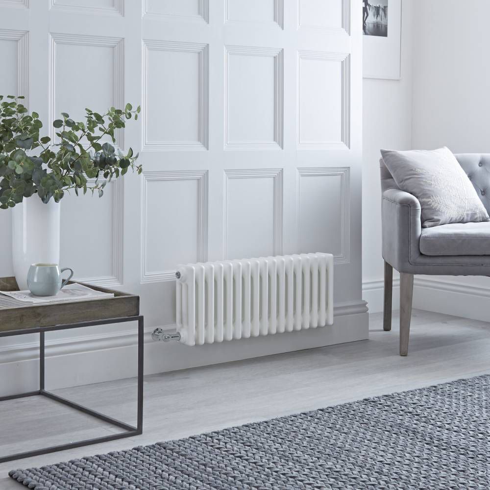 Elektrischer Gliederheizkörper (3 Säulen) Horizontal Weiß 300mm x 785mm inkl. 800W Heizelement, Auswahl an WLAN-Thermostat - Regent