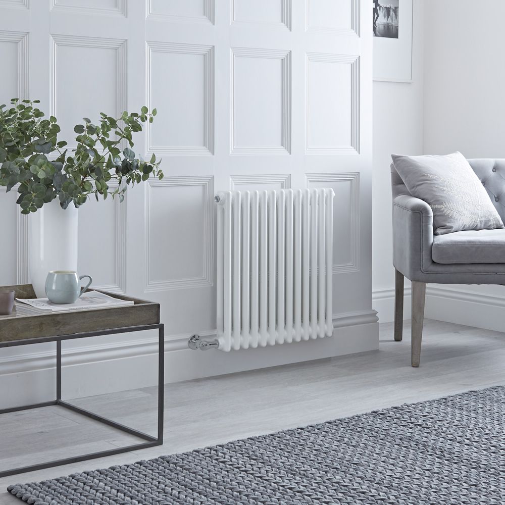 Elektrischer Gliederheizkörper (2 Säulen) Weiß 600mm x 605mm inkl. 800W Heizstab, Auswahl an WLAN-Thermostat - Regent