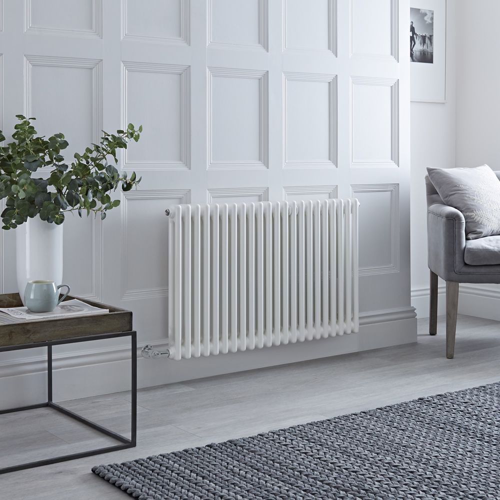 Elektrischer Gliederheizkörper (2 Säulen) Horizontal Weiß 600mm x 1010mm inkl. 1000W Heizelement, Auswahl an WLAN-Thermostat - Regent