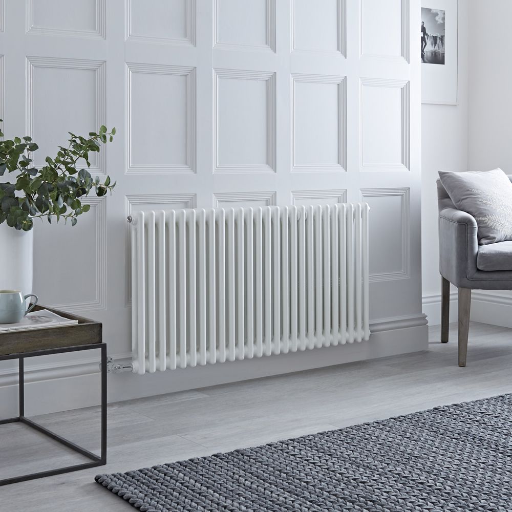 Elektrischer Gliederheizkörper (2 Säulen) Horizontal Weiß 600mm x 1190mm inkl. 1500W Heizelement, Auswahl an WLAN-Thermostat - Regent