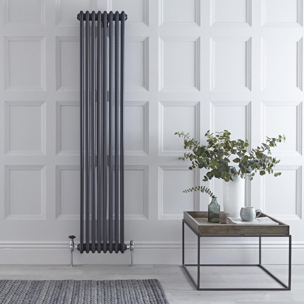 Gliederheizkörper Vertikal 3 Säulen Nostalgie Anthrazit 1800mm x 380mm 1558W - Regent