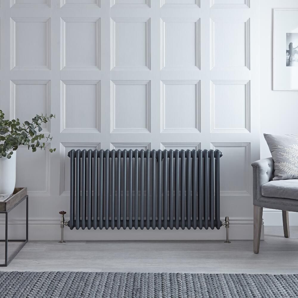 Traditioneller Gliederheizkörper (3-Säulen) Horizontal | 600mm x 1190mm  - Anthrazit - Regent