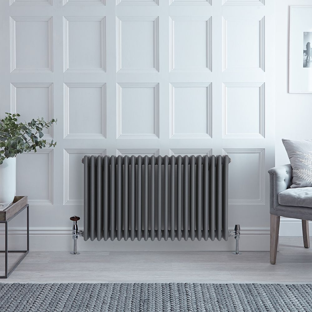 Retro-Gliederheizkörper (4-säulig), horizontal – Anthrazit – 600mm x 1010mm, 2088W – Regent