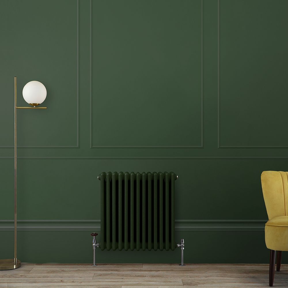 Gliederheizkörper (2-säulig), horizontal | Größe wählbar | Grün (Evergreen) – Regent