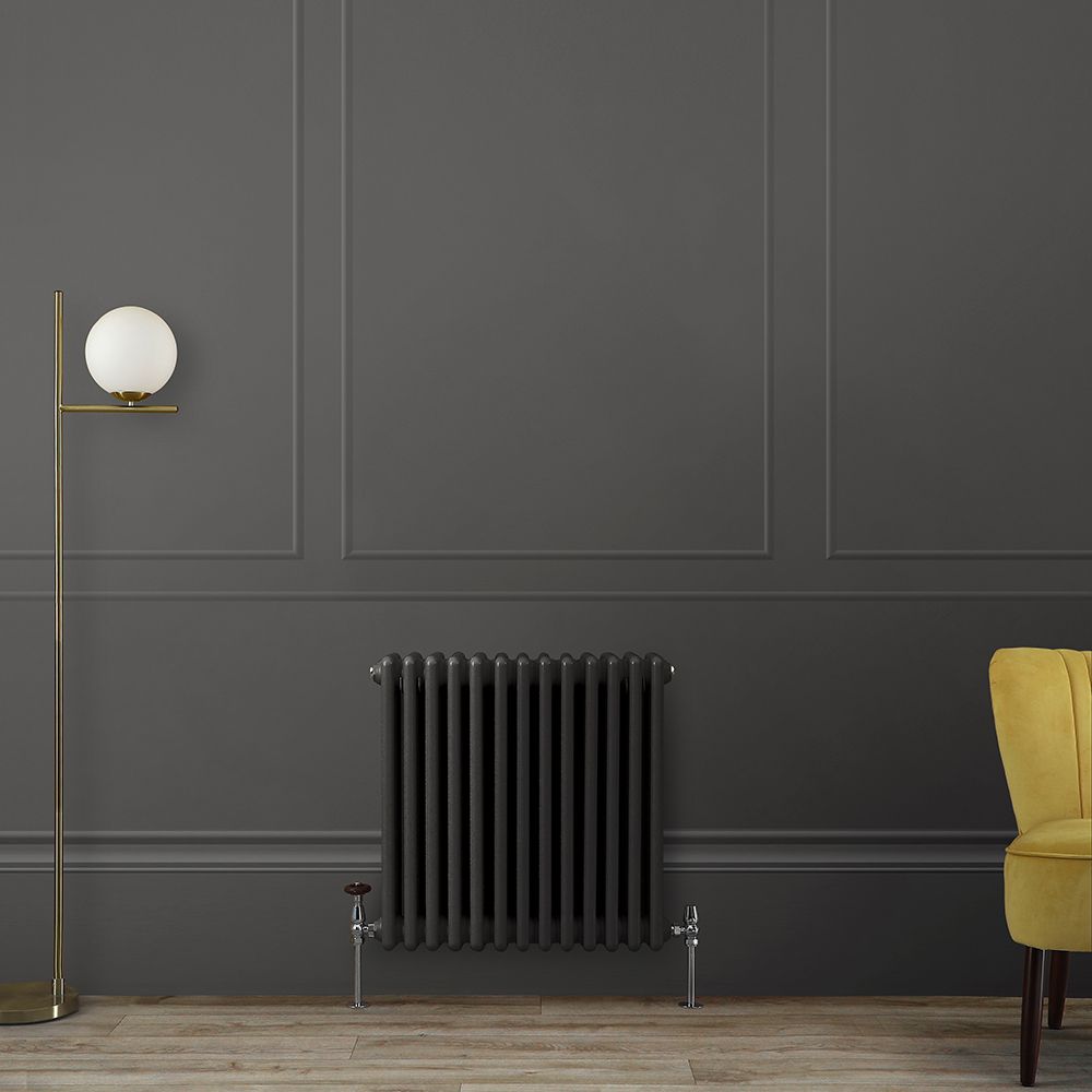 Gliederheizkörper (2-säulig), horizontal | Größe wählbar | Grau (Carbon Grey) – Regent