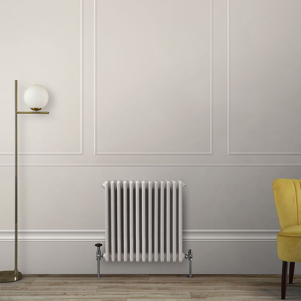 Gliederheizkörper (2-säulig), horizontal | Größe wählbar | Weiß (Pearl White) – Regent