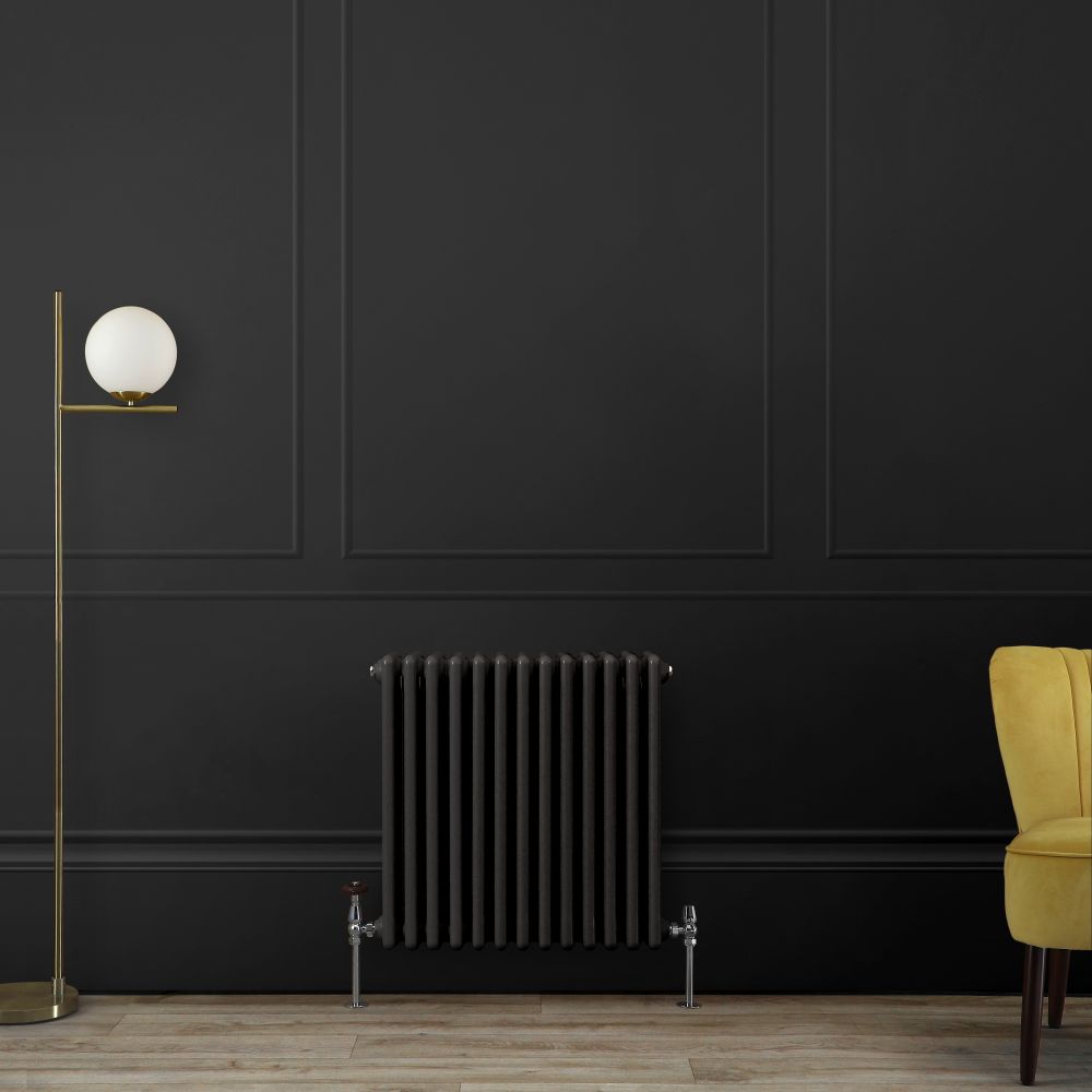 Gliederheizkörper (2-säulig), horizontal | Größe wählbar | Schwarz (Midnight Black) – Regent