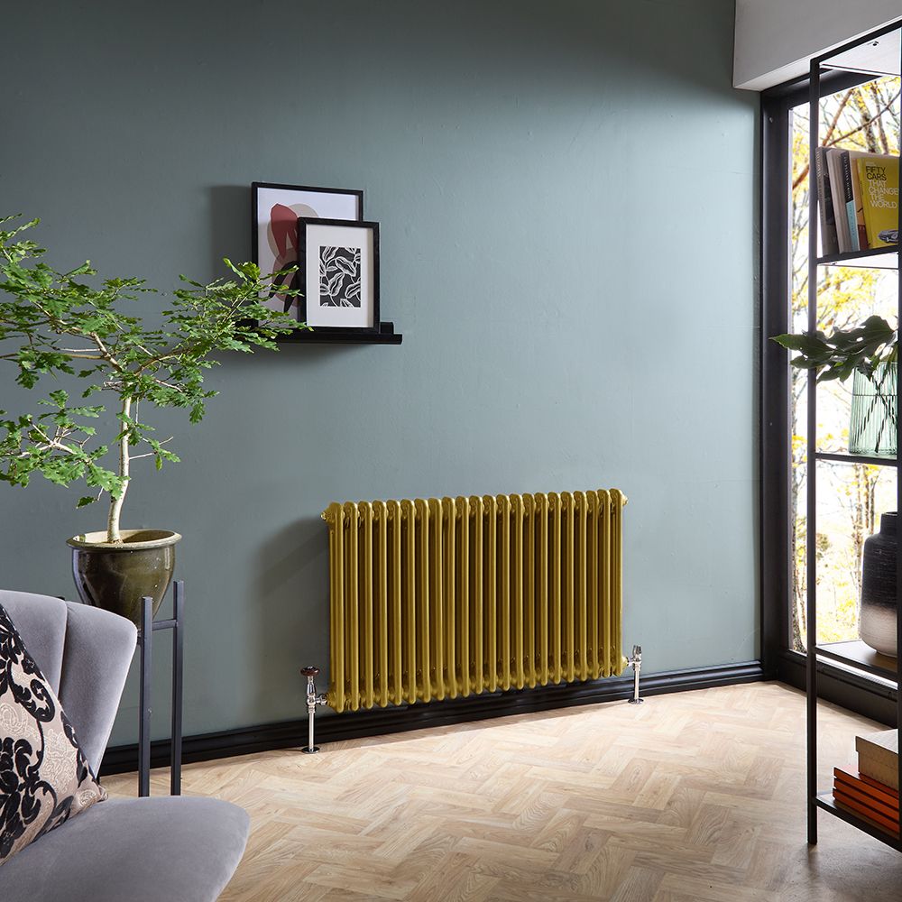 Gliederheizkörper (2-säulig), horizontal | Größe wählbar | Metallisches Gold – Regent