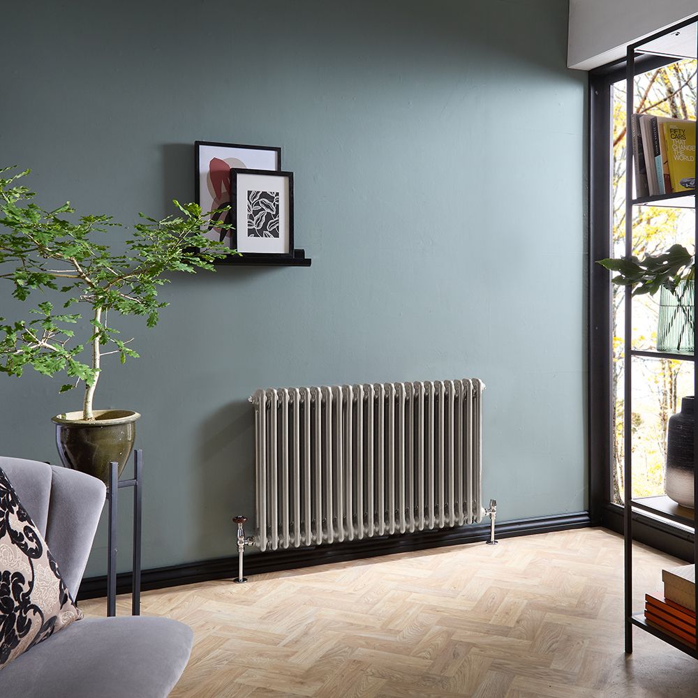 Gliederheizkörper (2-säulig), horizontal | Größe wählbar | Metallisches Silber – Regent