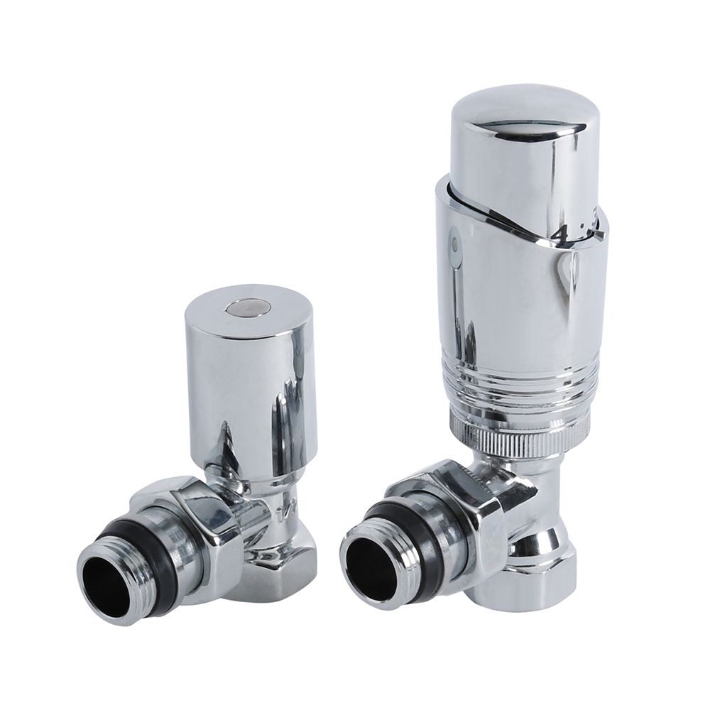 Thermostatisches Heizkörperventilset (1/2" Innengewinde), gewinkelt - Chrom