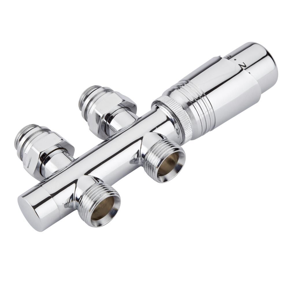 Hudson Reed - Chrom Hahnblockventil, gerade mit Chrom-THV und auswählbaren Adaptern