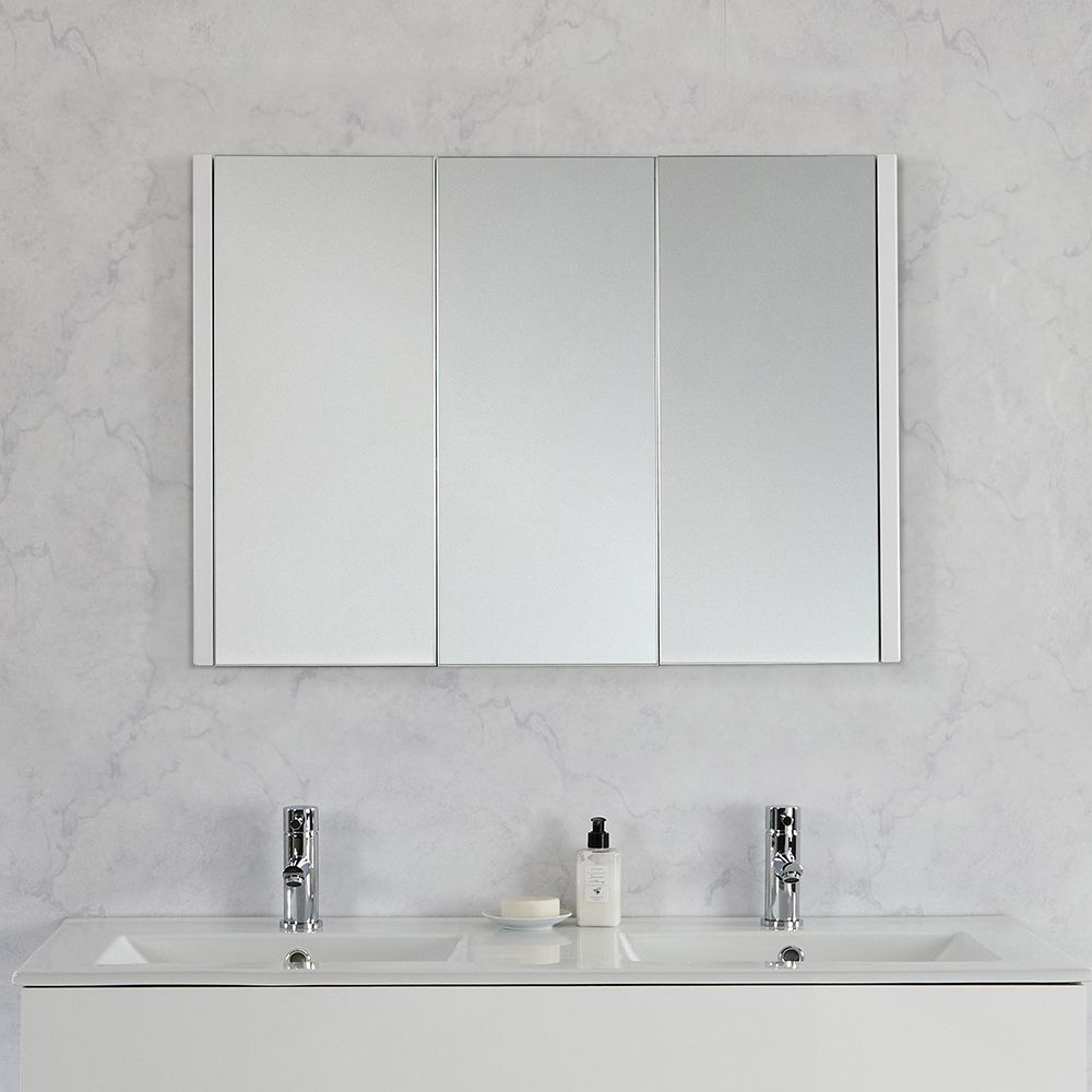 Verspiegelter Wandschrank, 900mm x 650mm - Weiß - Cluo