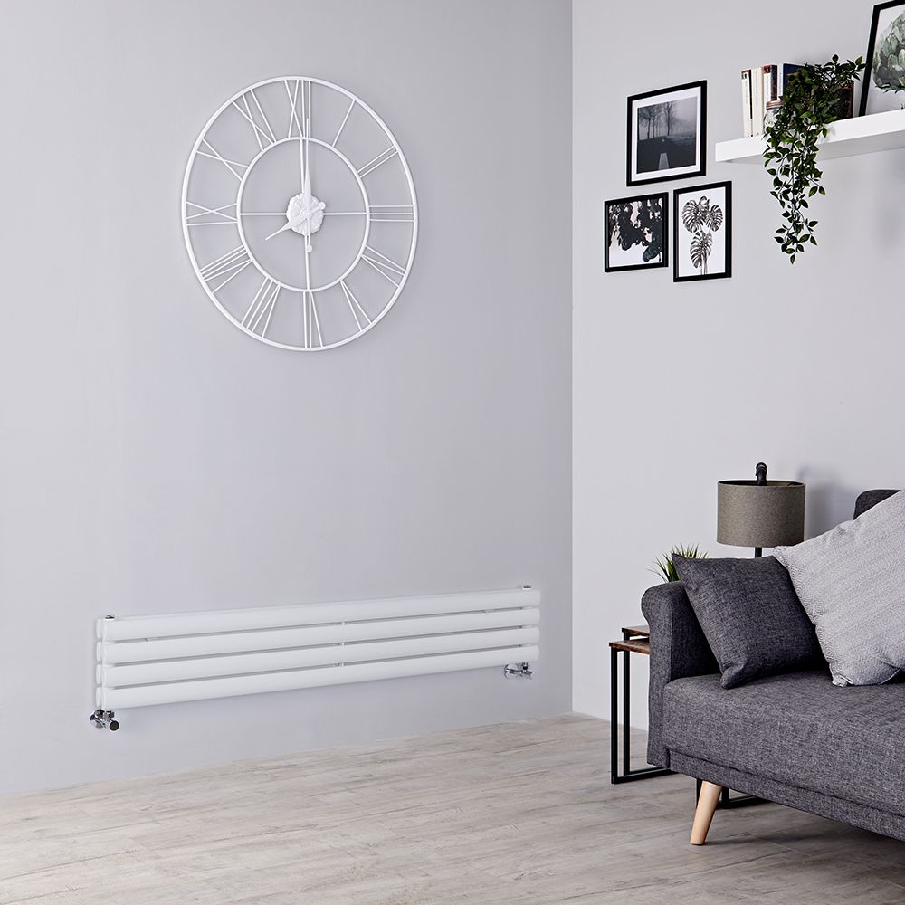 Design Heizköper (doppellagig), horizontal - 236mm x 1400mm, 696W – Weiß - Revive