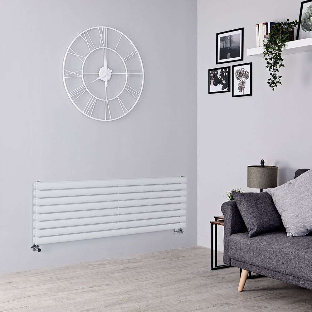 Design Heizköper (doppellagig), horizontal - 472mm x 1400mm, 1392W – Weiß - Revive