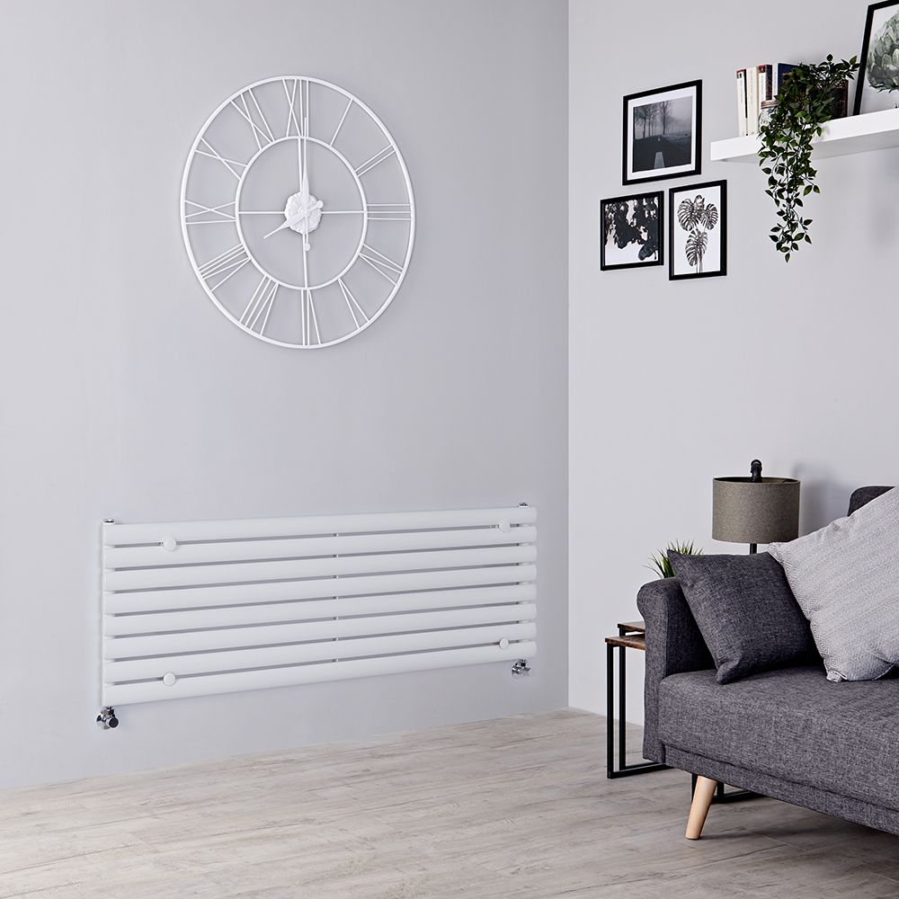 Design Heizköper (einlagig), horizontal - 472mm x 1400mm, 915W – Weiß - Revive