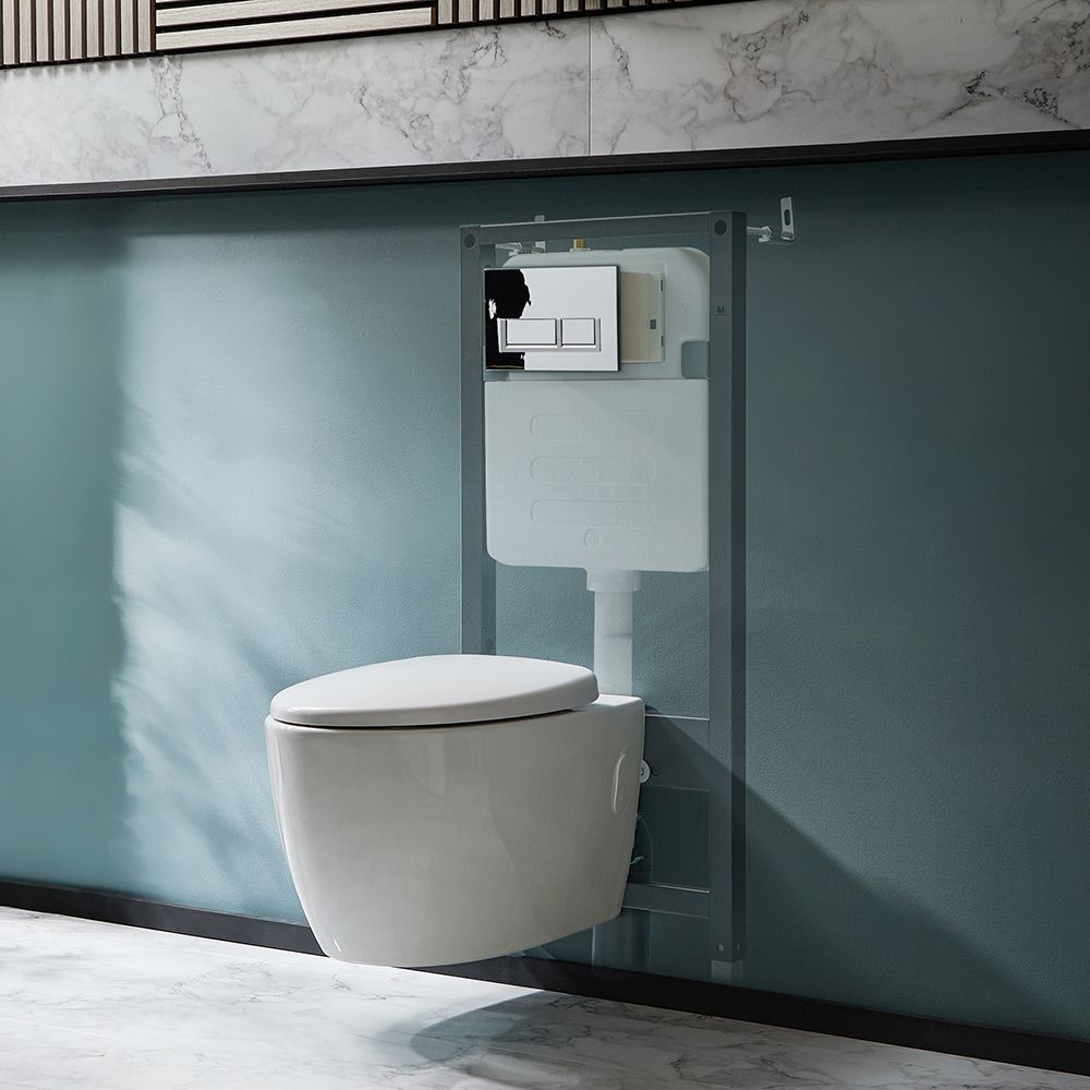 Rahmenloses Hänge-WC inkl. Sitz mit Absenkautomatik und hohem Wandrahmen | Betätigungsplatte wählbar - Kenton