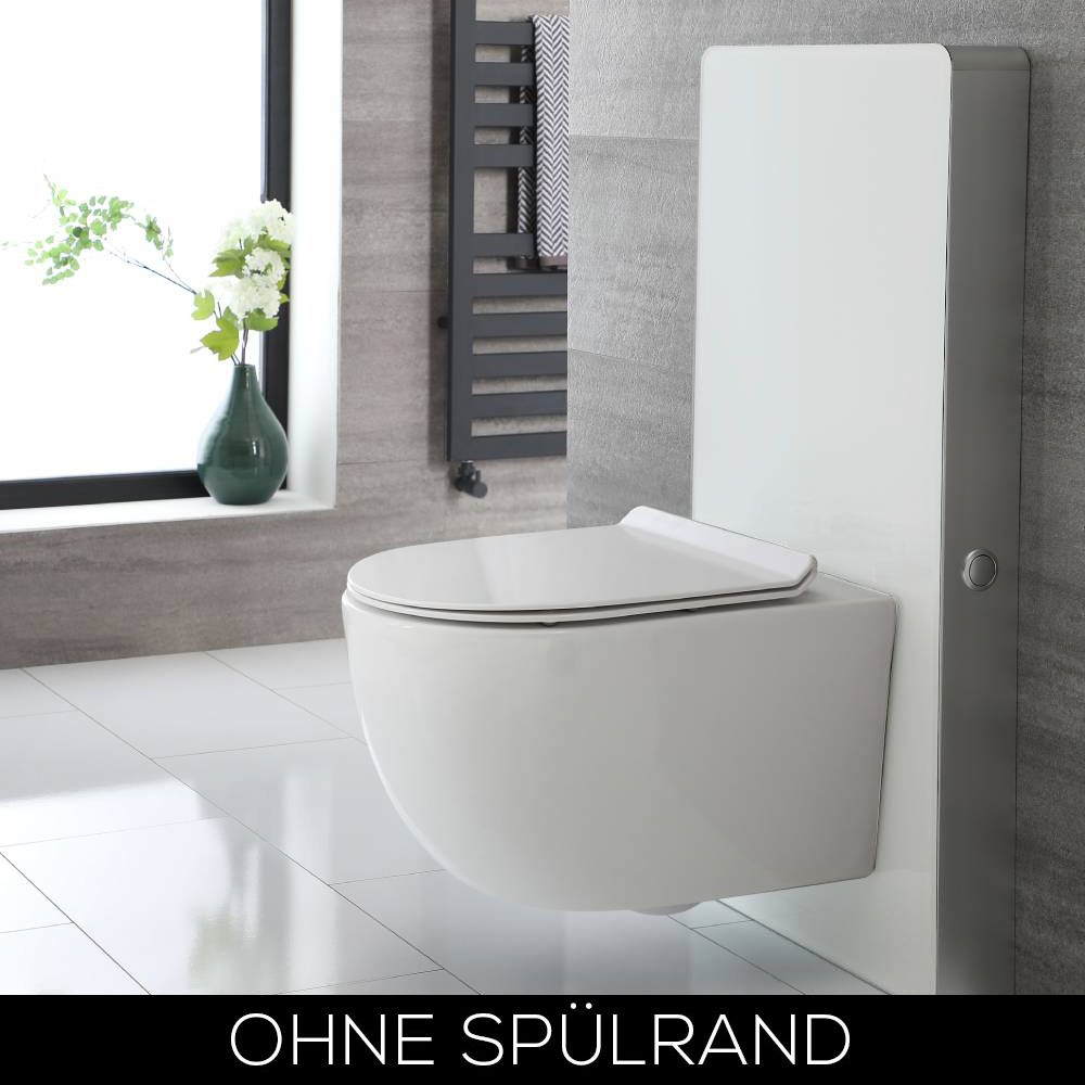 Otterton Hänge-WC Randlos mit Saru Sanitärmodul Weiß, inkl. Spülkasten