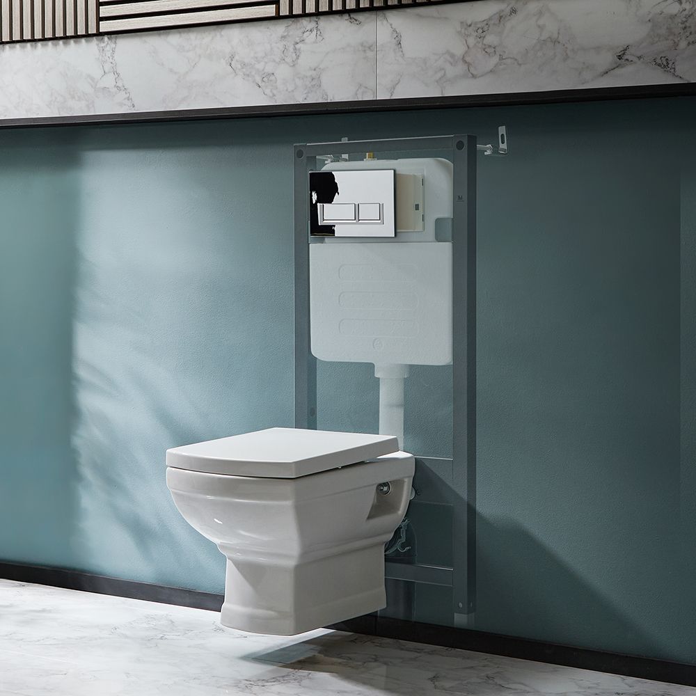 Traditionelles Hänge-WC inkl. Sitz mit Absenkautomatik und hohem Wandrahmen | Betätigungsplatte wählbar - Chester