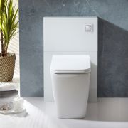 Sanitärmodul 500mm Weiß inkl. Stand-WC und Sitz mit Absenkautomatik - Saru