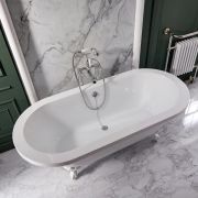 Freistehende Badewanne mit Mittelablauf, 1780mm x 825mm | Weiß, Farbe der Füße wählbar – Oxford