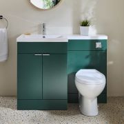 1105mm Waschtischunterschrank inkl. Waschbecken & Spülkastenverkleidung mit Select-WC | Farbe wählbar - Rechts- oder Linksbündig – Design und Farbe der Griffe wählbar - Cluo