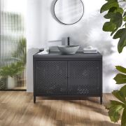 Waschtischunterschrank aus Metall in Schwarz 1200mm Inkl. Elements-Aufsatzwaschbecken | Aufsatzwaschbecken und Farbe der Arbeitsplatte wählbar - Beswick