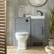 Waschtischunterschrank 400mm & WC-Einheit Hellgrau mit Richmond-Stand-WC | Farbe und Design der Griffe wählbar - Warwick