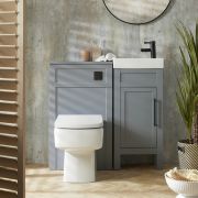 Waschtischunterschrank 400mm & WC-Einheit Hellgrau mit Sandford-Stand-WC | Farbe und Design der Griffe wählbar - Warwick