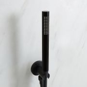 Handbrauseset rund inkl. Halterung mit integriertem Auslassbogen und Brauseschlauch – Schwarz – Nox