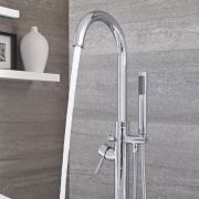Freistehende Einhebel-Badewannenarmatur inkl. Handbrause rund – Finish Wählbar