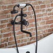 Steampunk Badewannenarmatur mit runden Griffen Wandmontage - inkl. Handbrause - Farbe Wählbar - Zandra