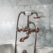 Art Deco Badewannenarmatur zur Wandmontage inkl. Handbrause | Farbe wählbar - Earlham