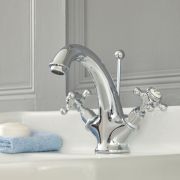 Hudson Reed Elizabeth - 1-Loch Waschtischarmatur mit Zugstangen-Ablaufgarnitur, Kreuzgriffe - Finish wählbar