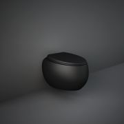 Hänge-WC Oval ohne Spülrand inkl. Sitz mit Absenkautomatik, Matt Schwarz – RAK Cloud x Hudson Reed