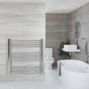 Elektrischer Badheizkörper Chrom Flach 1000mm x 1000mm inkl. 600W Heizelement – Kent