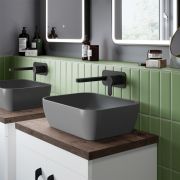 Aufsatzwaschbecken rechteckig 455mm x 325mm  (ohne Hahnloch) - Mattgrau