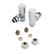 Heizkörperwinkelventil Manuell Chrom inkl. Multiadapter für 14mm Mehrschichtverbundrohre im Set