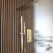 Unterputz-Thermostat inkl. Wandduschkopf und Brausestangenset | satiniertes Gold – Lyra