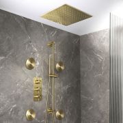 Unterputz-Thermostat für drei Verbraucher mit Umsteller inkl. Unterputzduschkopf, Körperdüsen & Brausestangenset | Farbe wählbar – Otto