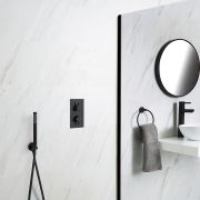 Unterputz Duschsystem mit Thermostat und Handbrauseset - Schwarz - Nox