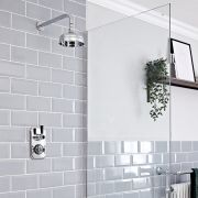 Retro Unterputz Duschsystem mit Thermostat und 155mm Wandmontage-Duschkopf, Chrom/Schwarz - Elizabeth