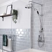 Retro Duschsäule mit Aufputz-Thermostat, Chrom/Schwarz - Elizabeth